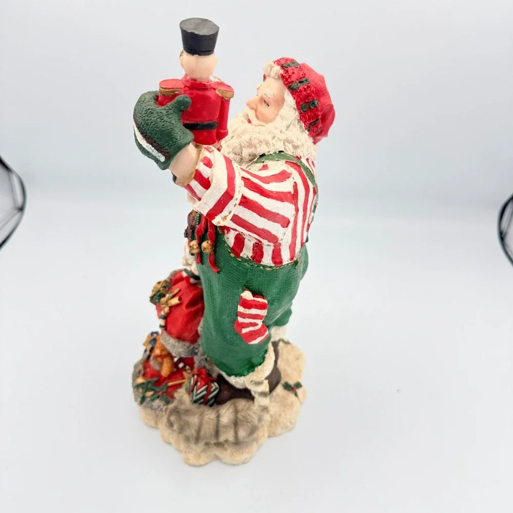 Vintage Style Santa Claus Figurine with Nutcracker and Kittens Christmas Decor